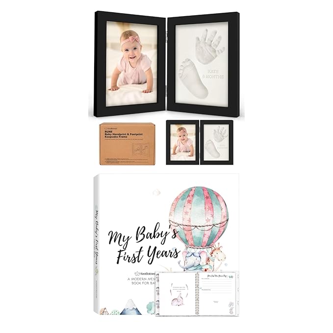 KeaBabies Baby Footprint Kit, Baby Shower Gifts for Girls, Boys and First 5 Years Baby Memory Journal - Personalized Baby Hand and Footprint Kit Keepsake - 90 Pages Hardcover First Year Memory Book
