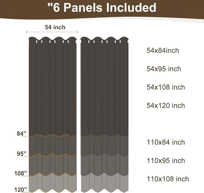 HolidayIdeas 6 Panels White Outdoor Sheer Curtains for Patio Waterproof-Linen Semi Voile Indoor Sheer Curtains, Light Filtering Privacy Drapes for Living Room, Gazebo, Porch, Balcony, Pool 54"x84"