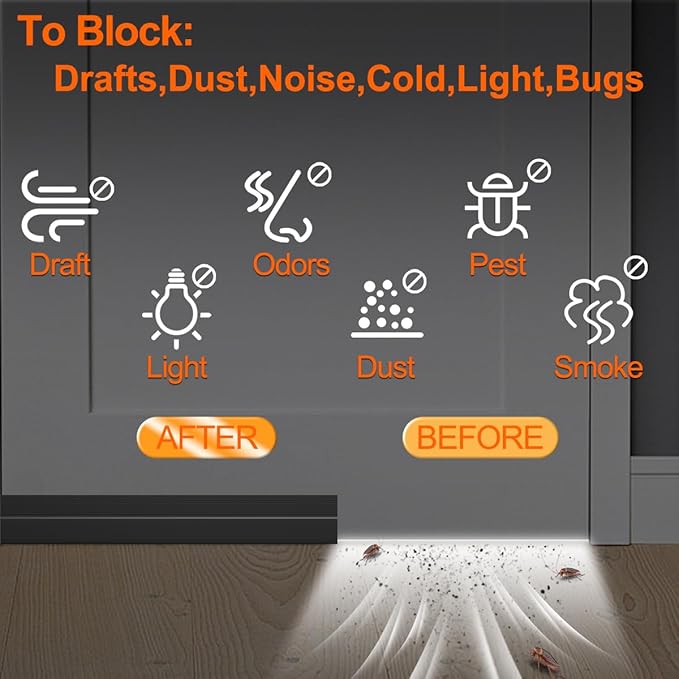 5Pack Door Draft Stopper,39" Adjustable Door Sweep Weather Stripping Bottom Seal,Blocks Cold Air, Noise, Dust & Light for Interior & Exterior Doors,Easy Install Draft Blocker Gap Filler