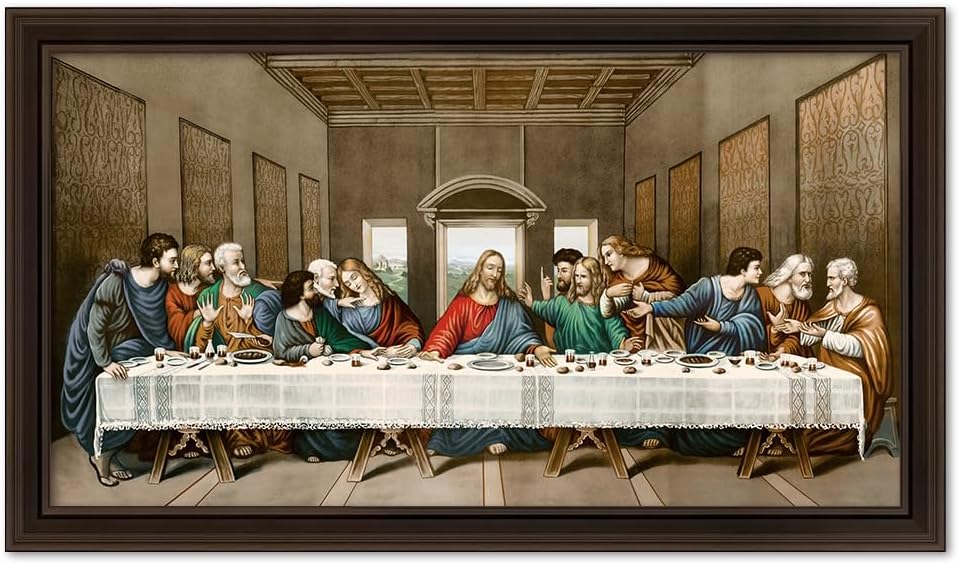 DECORARTS - The Last Supper by Leonardo Da Vinci Giclee Reproduction, Giclee Print on Acid-Free Cotton Canvas with Matching Deep Brown Solid Wood Frame
