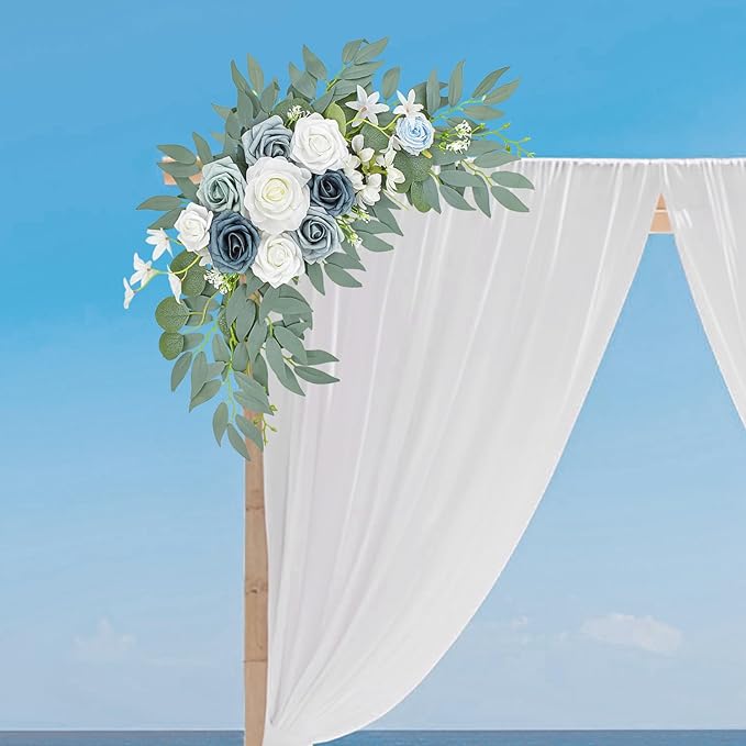 Blue Wedding Arch Flower Swags Set of 2, Artificial Arch Flower for Wedding Reception Ceremony, Bridal Shower, Baby Shower, Photo Backdrop Decorations (Blue)