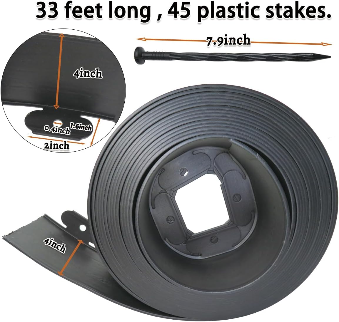 Landscape Edging,Flower Bed Edging no dig，Lawn Edging Garden Edging Border(30Feet-Black-Tall Wall)