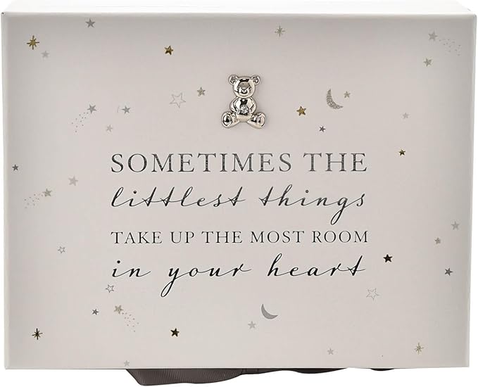 Happy Homewares Beautiful Bambino Baby White Keepsake Box with Drawers - Sometimes The Littlest Things - Perfect for Storing Baby's First Tooth or Curl