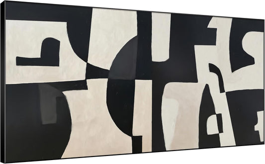 SIGNWIN 36"x72" Extra Large Framed Wall Art Black and White Abstract Geometric Design, Minimalist Modern Print for Home Living Room Bedroom Decor (Frame Assembly Required)