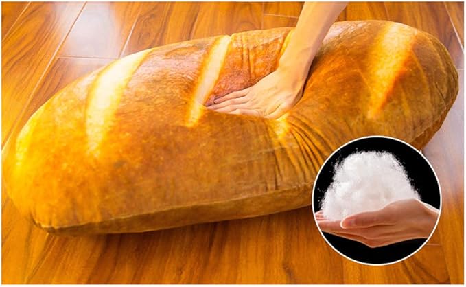 Levenkeness 3D Simulation Bread Plush Pillow,Soft Butter Toast Bread Food Pillow Lumbar Back Cushion Stuffed Toy for Home Decor 39.3"
