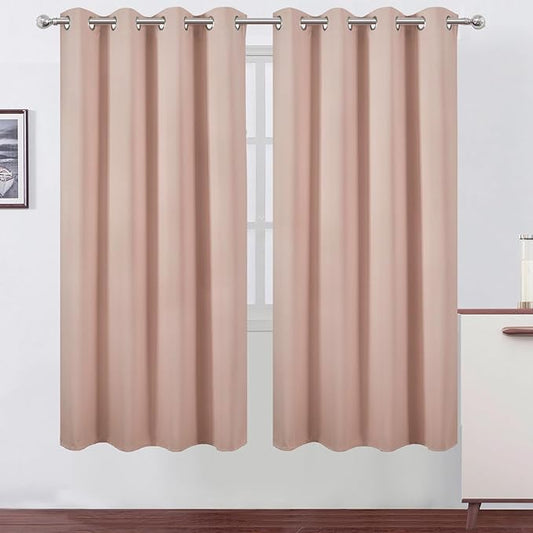 LEMOMO Blush Thermal Blackout Curtains/52 x 72 Inch/Set of 2 Panels Room Darkening Curtains for Bedroom