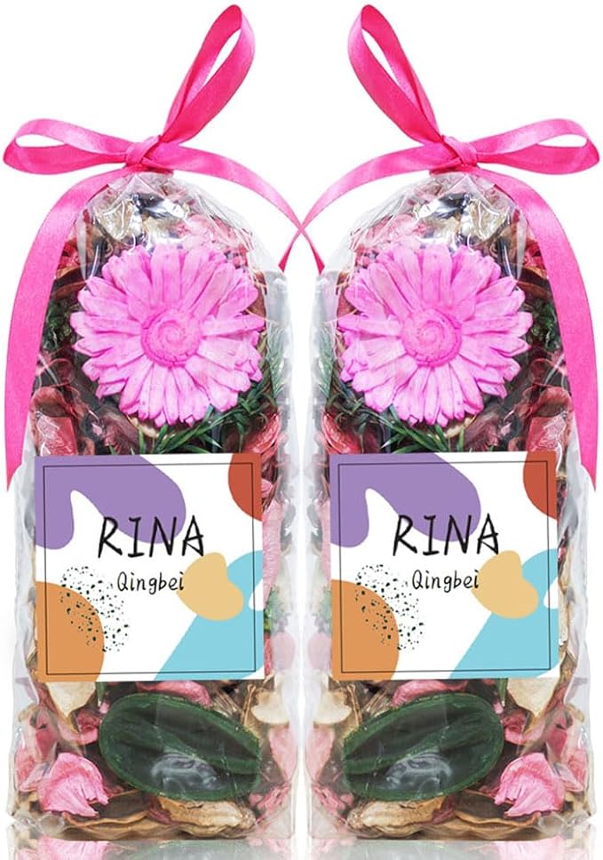 Qingbei Rina Spring Potpourri Bags,Rose Scented Decorative Potpourri Dried Flowers,Pink Bowl Filler,Vase Fillers,Home Fragrance Sachet,(8.4 oz)