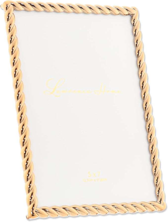 Lawrence Frames Rope Design Metal Frame, 5x7, Gold