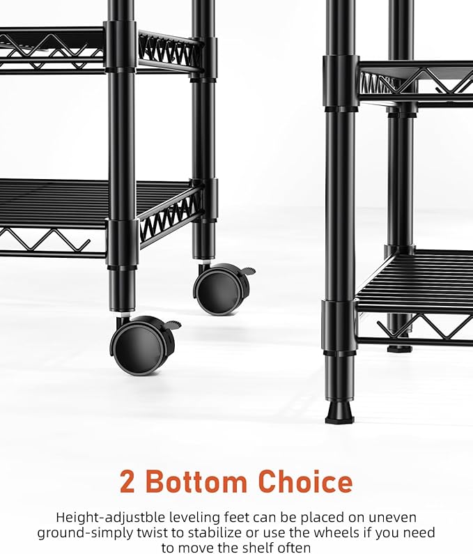 Simple Deluxe Heavy Duty 3-Tier Storage Shelves 750Lb Capacity, 24.02" D x 13.78" W x 29.92" H Shelving Unit for Pantry, Garage, Laundry and Kitchen, Black