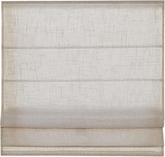 Madison Park Kyler Cordless Roman Shades - Single Panel, Lightweight Linen Blend Fabric, Natural Design, Easy Installation, Light Filtering Window Blind, Bedroom, Living Room Decor 34"W x 64"H Natural