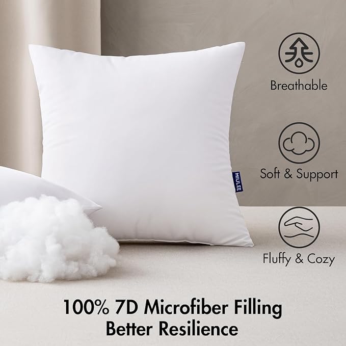 MIULEE 18x18 Outdoor Pillows,Set of 2 Throw Pillows Waterproof,Soft Support Throw Inserts Decorative Water Resistant for Patio Furniture and Garden