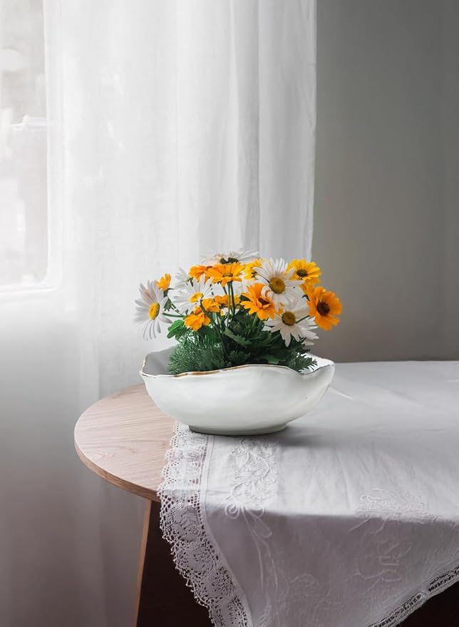 Serene Spaces Living Artisan Free-Form Glazed Ceramic Decorative Bowl, Wedding Planners, Event Stylists, Home Decor, Restaurant Tablescapes, 10.5" Long, 8" Wide and 3.5" Tall, Pack of 8