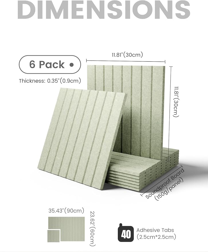 Fluxynara Large Felt Bulletin Board 36" x 24" Cork Board Alternative-6 Pack with 40 Safe Removable Adhesive Tabs, Cork Boards for Walls Cork Board for Home Office Classroom Pin Board - Sage Green