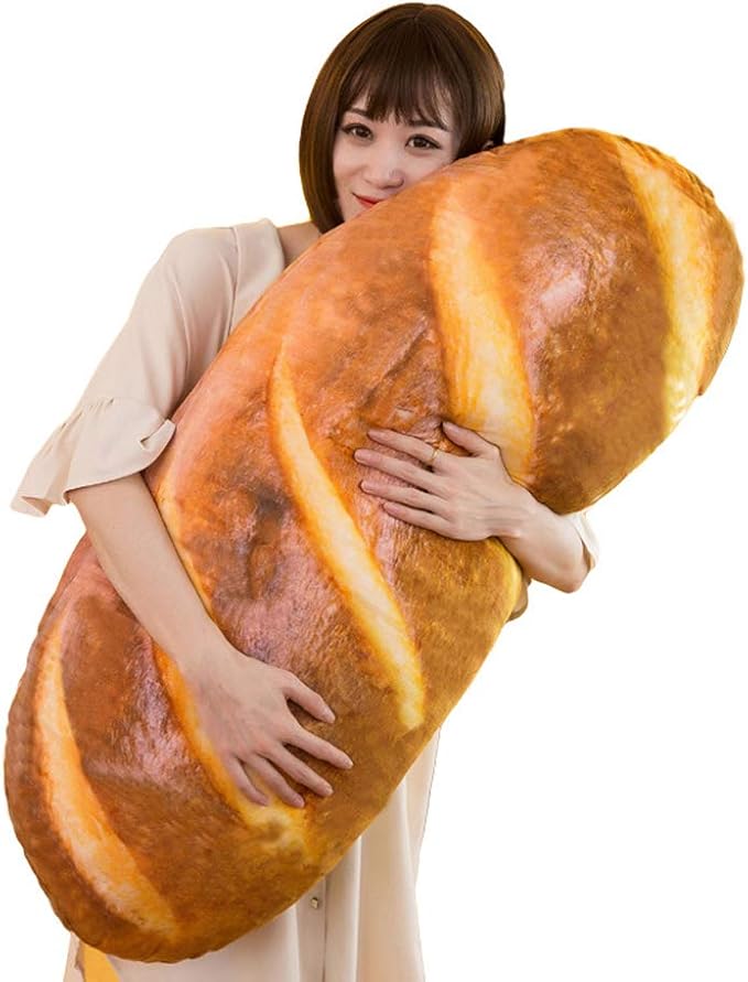 Levenkeness 3D Simulation Bread Plush Pillow,Soft Butter Toast Bread Food Pillow Lumbar Back Cushion Stuffed Toy for Home Decor 39.3"
