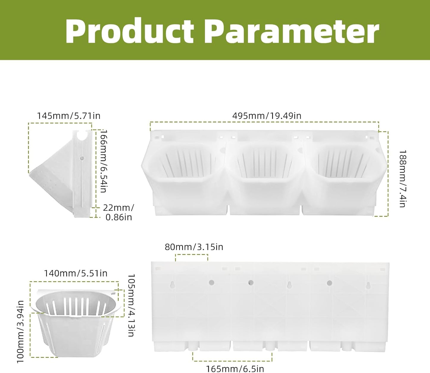Self-Watering Vertical Wall Planter, 36 Pots Wall Mounted Garden for Indoor/Outdoor, Stackable Planter, Includes Panels, for Herbs, Flowers & Vegetables (White)