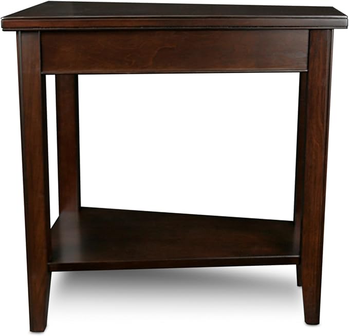 Laurent Solid Wood Recliner Wedge End Side Table with Shelf, Chocolate Cherry Brown, Perfect for Living Rooms, Bedrooms, and Small Spaces – Leick Home, 10502