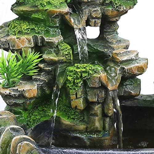 Indoor Tabletop Fountains ， Rockery, Water, Waterfall, Plants, Desktop Fountain, atomizing humidifier Fountain, Home Office Desktop Decorations, Automatic Pump with Power Switch