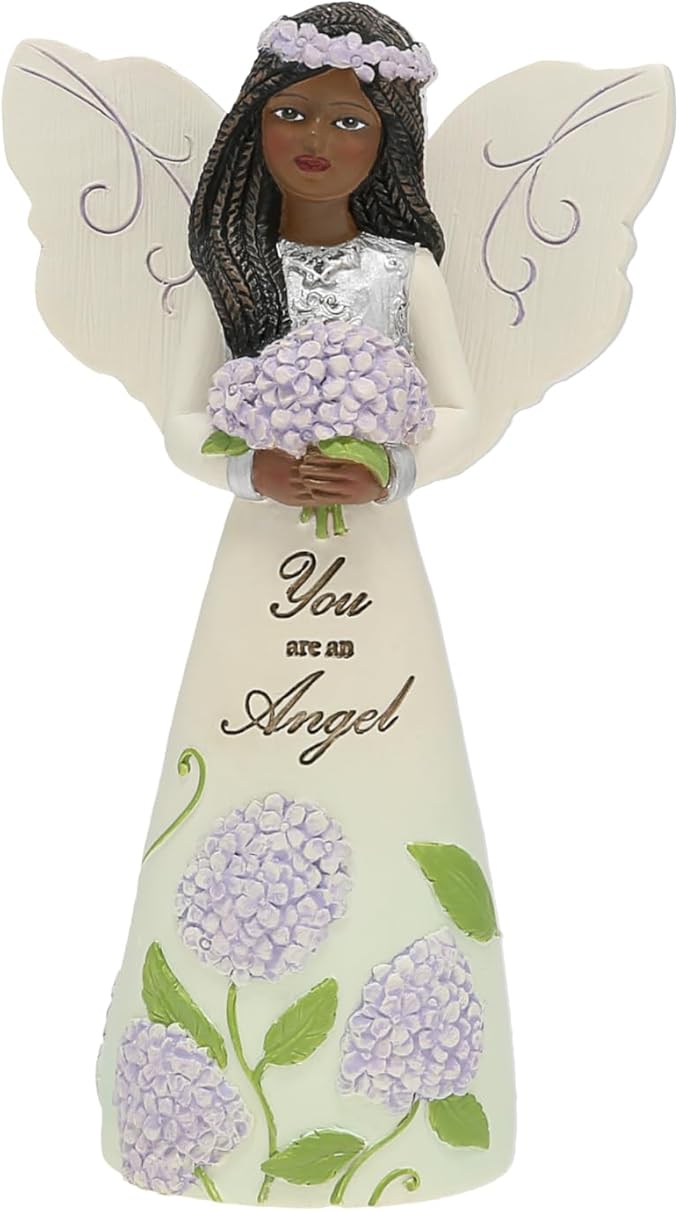 Pavilion Gift Company - You are an Angel - 5" Ebony African American Angel Figurine Floral Spring Home Decor Religious Survivor Hospital Stay Present