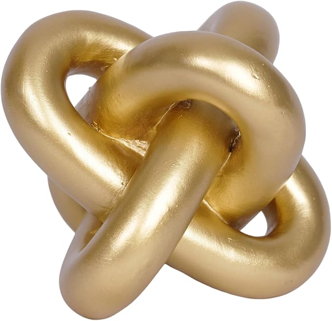 Gold Knot Statue Decor Modern Geometric Round Sculpture Table Sculptures and Figurines Round Decorative Ornaments Knick Knacks Home Decor for Shelves Coffee Table Bookshelf Decoration Gifts