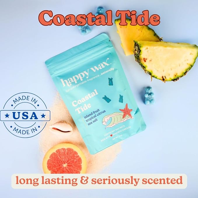 Happy Wax Endless Summer Collection Scented Natural Soy Wax Melts – 6 Total Oz. of Scented Wax Melts, Collection Includes Bronzed Coconut, Coastal Tide and Pina Colada