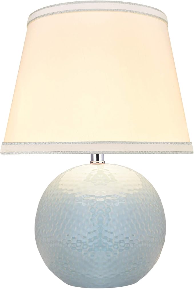 Aspen Creative 40193-11, 15" High Transitional Ceramic Table Lamp, Green/Blue and Hardback Empire Shaped Lamp Shade in White, 10" Wide