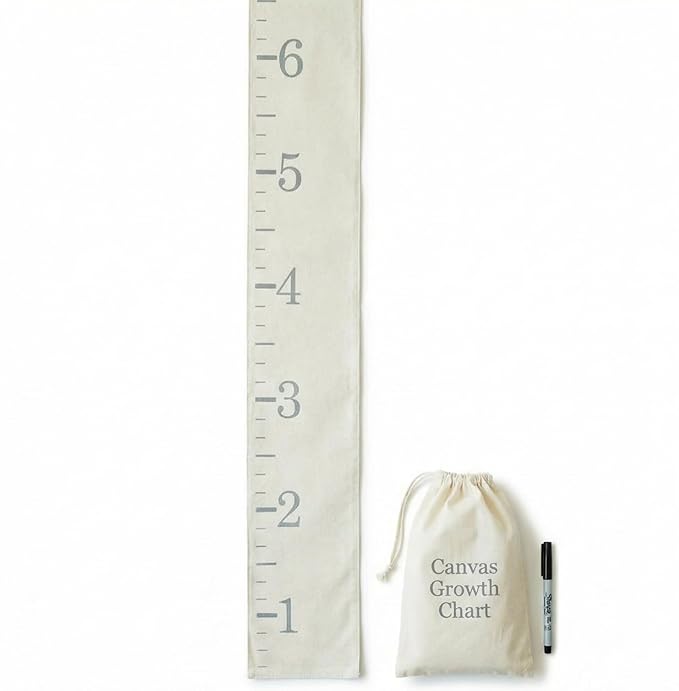 Growth Chart for Wall - Canvas Fabric Natural Color - Big Brother Big Sister Gift Children Height Chart Measure Childs Growth Kids Room Decor Nursery Wall Ruler and Pen
