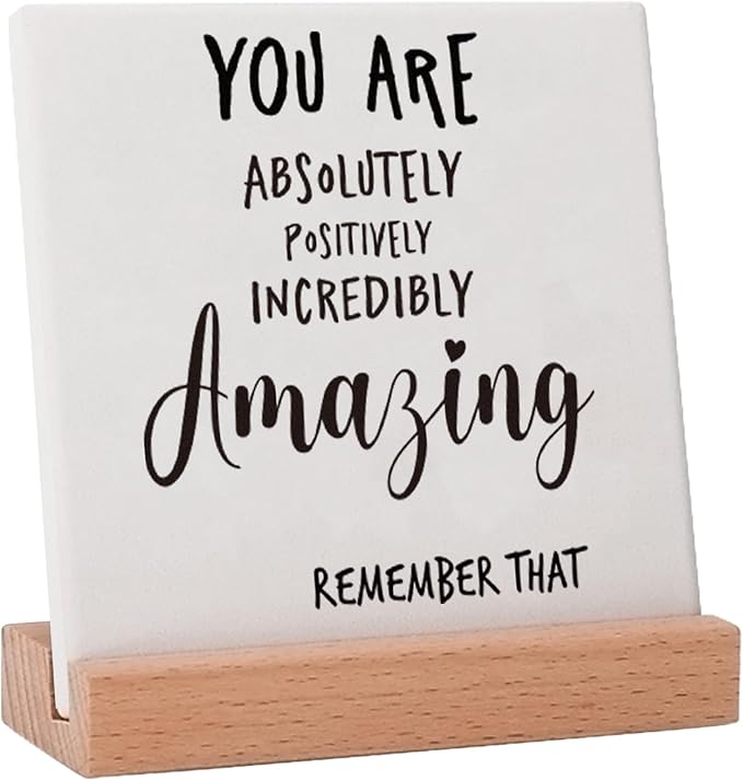 Inspirational Quotes Gifts for Women Friend Coworker Graduate Teen Girl Boy Valentines Day Birthday, Encouragement Decor Signs Cheer Up Hard Time Gifts for Her Him, You are Amazing Motivational Desk Plaque for Office Home