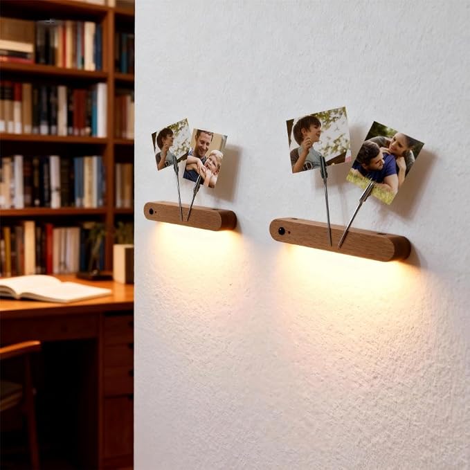 Wooden Motion Sensor Wall Light Magnetic Rechargeable Hallway 2-Pack | Night light warm LED glow, USB C, Detachable design, Tool-free mounting for closets, stairs, cabinets, entryways, home