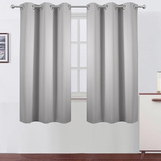 LEMOMO Light Grey Blackout Curtains/38 x 54 Inch/Set of Two Panels Grommet Living Room Curtains