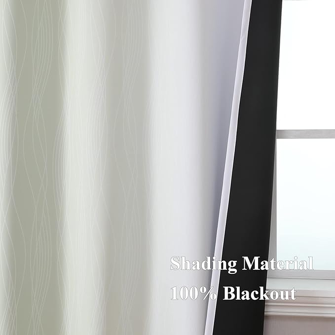 Estelar Textiler Sage and Greyish White Room Darkening Blackout Curtains 84 Inch Length 2 Panels Set for Living Room, Thermal Insulated Ombre Light Blocking Grommet Blackout Drapes for Bedroom,42Wx84L
