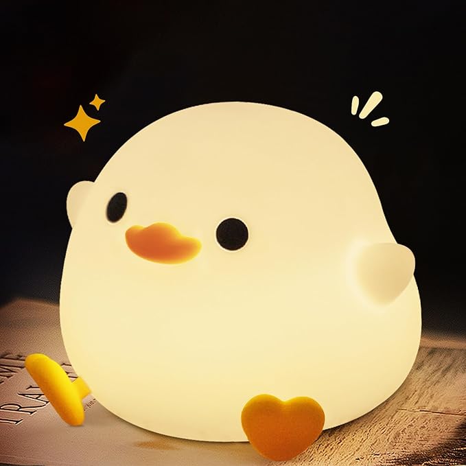 YR YRHH-PET Cute Duck Night Light, Dodo Duck Cute Lamp, Bean Shape, Kids Squishy Ducky Stuff, Silicone Dimmable Baby Nursery Touch Nightlight, Boy Girls College White Elephant Gifts, Home Décor Things