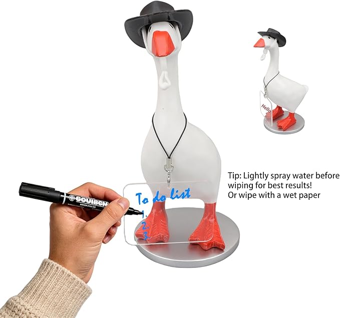 Desk Mini Goose Key Holder 7 inch with 4 set Outfits, Desktop Magnetic small Proch Goose Resin Statue, Cute Figurines Keychain Hanging, Table Decor for Home house Office Bedroom, Housewarming Gifts