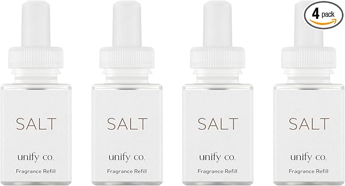 Pura & Unify Co. Home Scent Refill - Smart Home Air Diffuser Fragrance - Up to 120-Hours of Premium Fragrance per Refill - Clean & Safe Diffuser - Household Essential - 4 Pack, Salt