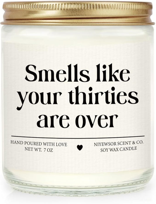 Niyewsor 40th Birthday Gifts Women Men, Forty Birthday Candle, 1986 40th Birthday Decorations for Women Men, 40 Year Old Bday Gifts for Friend, Sister, Wife, Husband, Handmade, 7oz