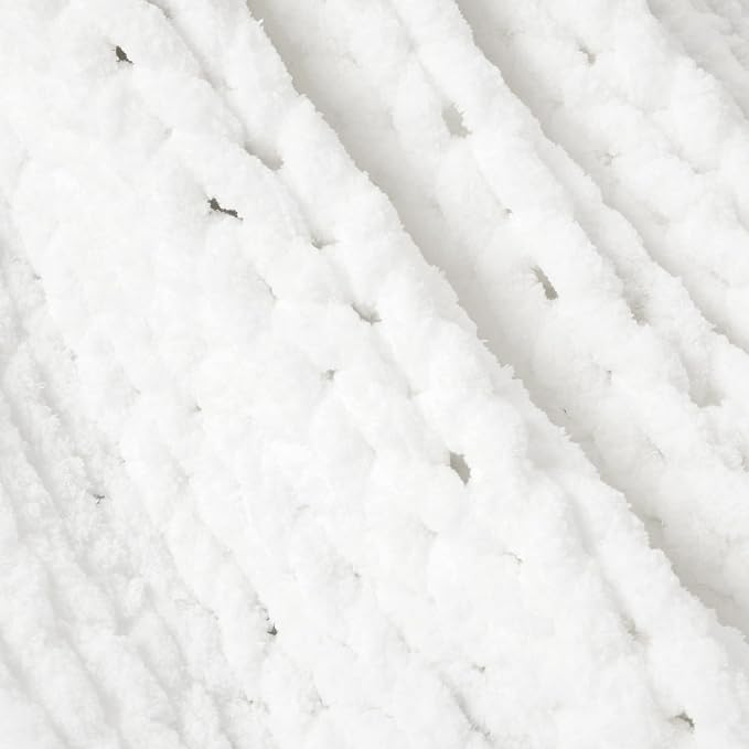 Lush Decor Hygge Ultra Soft Cozy Chenille Chunky Knit Throw Blanket, 50" x 40", White