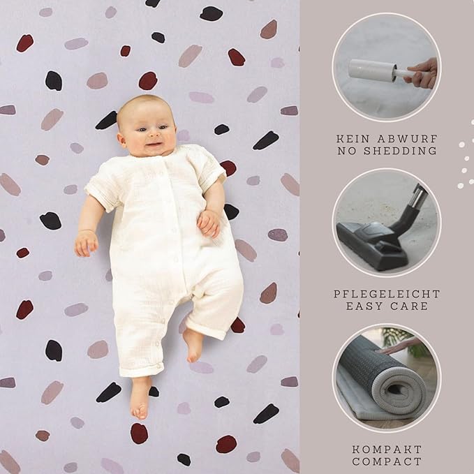 Hakuna Matte CloudSoft Baby Play Mat for Floor 60" x 80" Confetti – Coral Velvet Memory Foam Rug for Crawling & Cozy Play – Non-Slip, Water-Resistant, Easy-CareTummy Time Mat, Playmat for Playpen