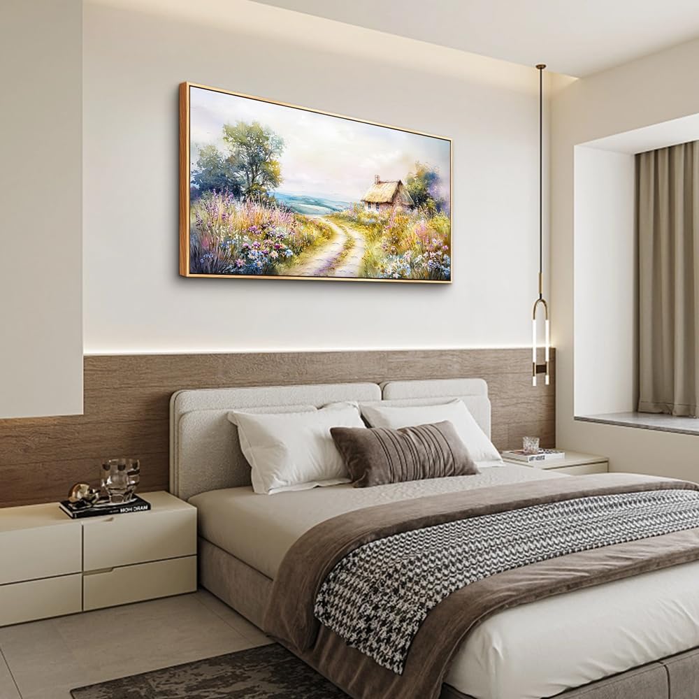 ZUITINGHUA Wood Framed Canvas Wall Art For Living Room Wall Decor For Bedroom Office Wall Decoration Country Road Landscape Paintings Farmhouse Pictures Artwork Room Aesthetic Home Decor 20x40 In