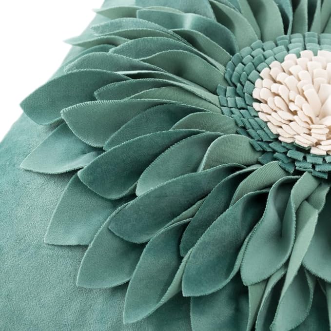 OiseauVoler 3D Sunflower Throw Pillow Cover Decorative Handmade Pillowcases for Couch Farmhouse Living Room Decoration 18x18 Inch Green