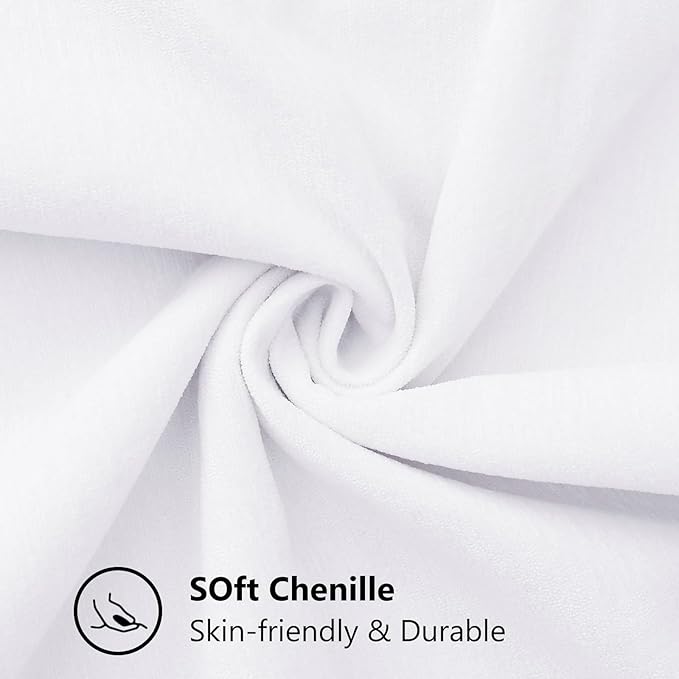 decorUhome Summer Chenille Soft Cozy Throw Pillow Covers 12x20 Set of 2, Modern Farmhouse Boho Velvet Decorative Pillow Cases with Stitched Edge for Couch Sofa Bed Home Decor, White