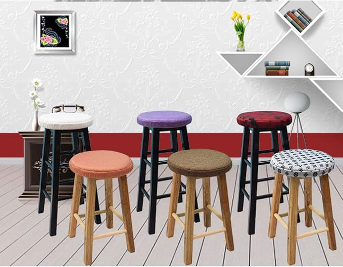 Levoberg Round bar Stool Covers Linen Sponge bar Stool Cushions Round Chair seat slipcovers 13inch/33cm ＃3