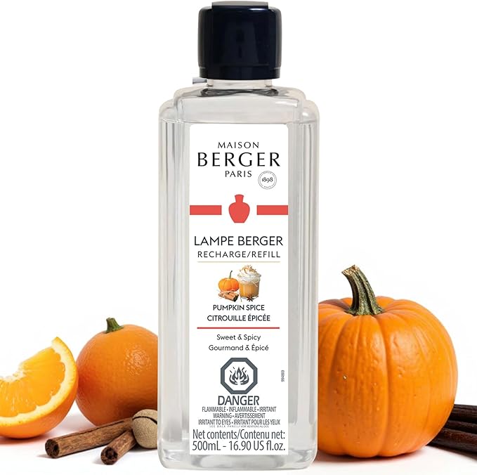 MAISON BERGER Pumpkin Spice Lampe Berger Refill, 500 ml (16.9 fl oz), 2-in-1 Catalytic System, Neutralizes Odors and Diffuses Fragrance, Ginger, Cinnamon, Clove, Made in France
