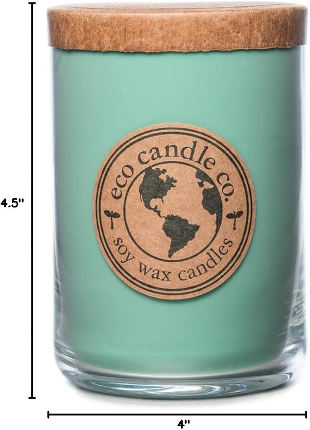 ECO CANDLE CO. Recycled Candle, Grass Stain, 26 oz. Double Wick - Scents of Fresh Cut Grass - 100% Soy Wax, No Lead, Kraft Paper Label & Lid, Hand Poured, Phthalate Free, Midwest Grown Soybeans