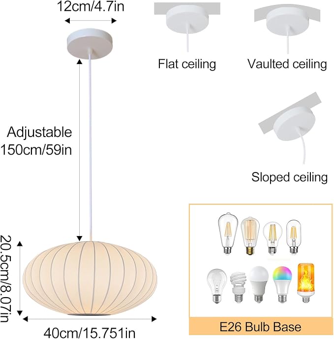 Italian Simplicity Style Silkworm Cocoon Pendant Light Post-Modern Single Head Lantern Flat Shape Silkworm Cocoon Lamp White for Caffe House Dining Room Showroom Hollow Hanging Luminaire