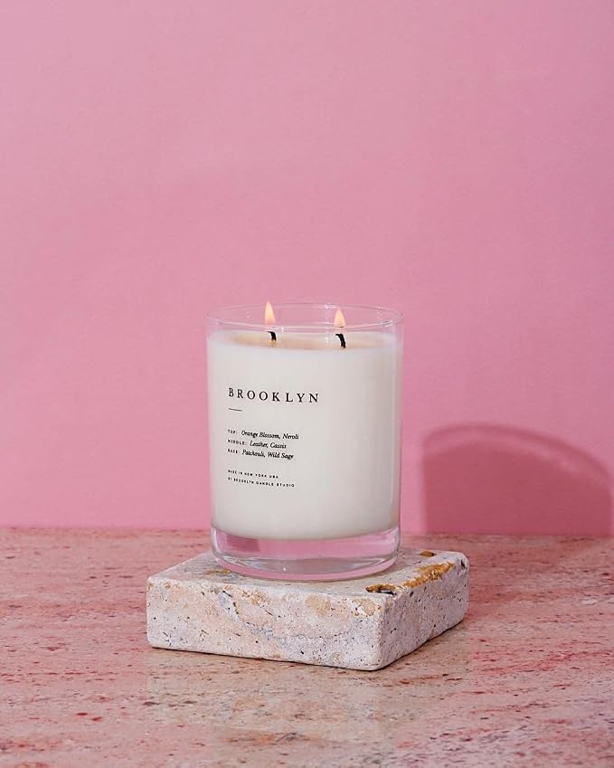 Brooklyn Candle Studio Brooklyn Classic 2 Wick Candle - Luxury Scented Candle, Vegan Soy Wax, Hand Poured in The USA, 70 Hour Slow Burn Time - 13oz