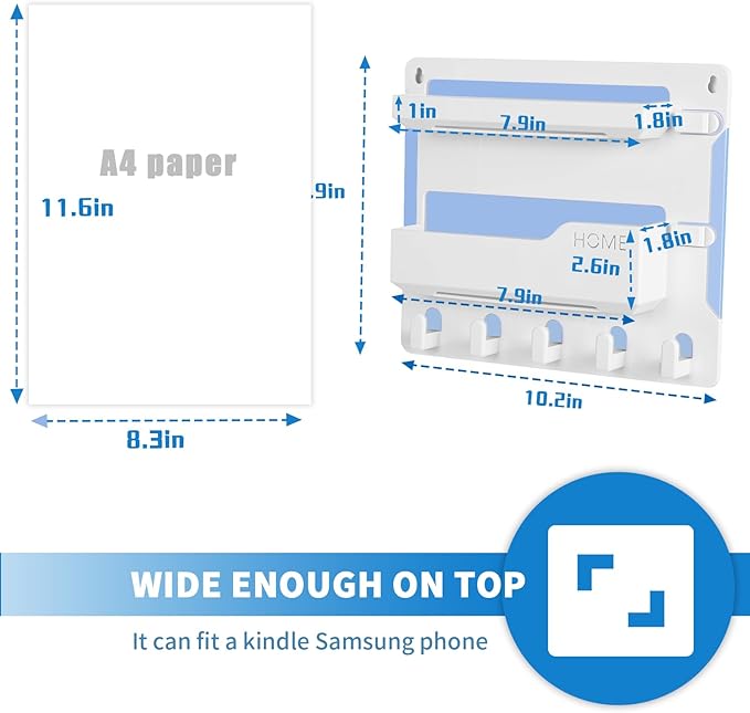 YONGAIJIA Bedside Wall Mount Shelf, Adhesive Organizer for Remote, Phone, Glasses. Accessories Storage Suitable for College Dorm, Bunk Bed, Bedroom, RV (White)