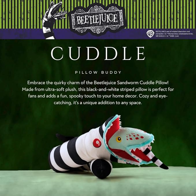 Collectibles Beetlejuice Halloween Sandworm Bedding Super Soft Cozy Decorative Pillow, (Officially Licensed Product) By Franco