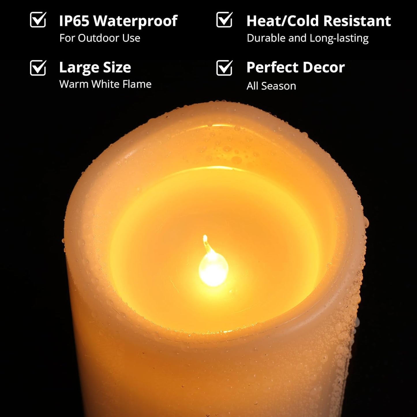 NURADA Large Outdoor Flameless Candles 12" x 5" - Waterproof LED Pillar Flickering Candle Battery Operated with Timer Remote Control for Patio Porch Lanterns Decor - Long Lasting Set of 2