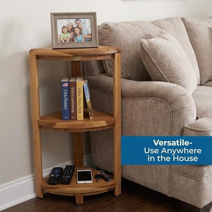 EcoDecors 3-Tier Shelf Waterproof Teak Wood Shower Shelf for Inside Shower Provides Storage, and Organization for Bathroom Accessories
