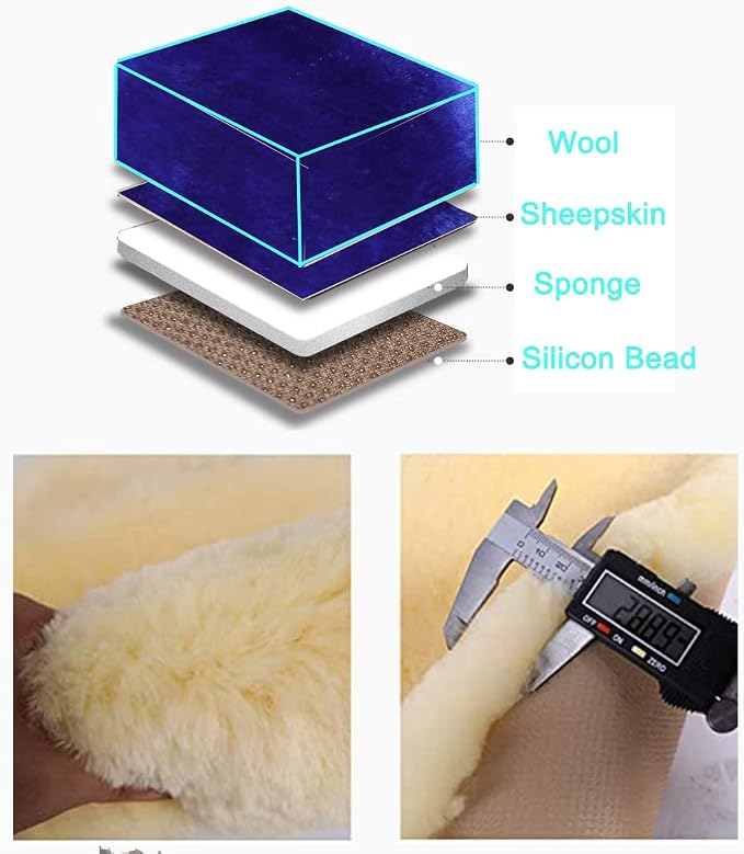 OGLAND Fuzzy Genuine Sheepskin Car Seat Cover for Women Fluffy Cushion Auto Interior Accessories with Soft Wool Natural Fur (Blue, Front 20 * 20inchs)