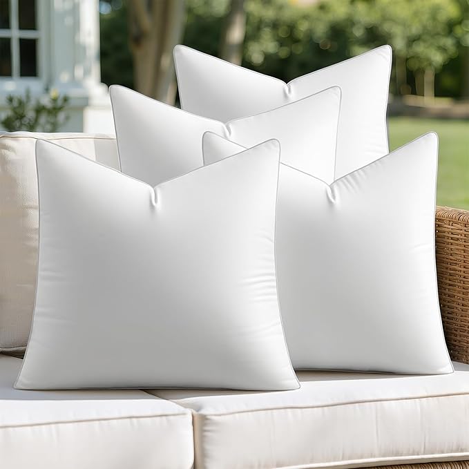 MIULEE Pack of 4 20x20 Outdoor Pillow Inserts, Waterproof Decorative Square Throw Pillow Inserts for Patio Sofa Garden Porch Couch